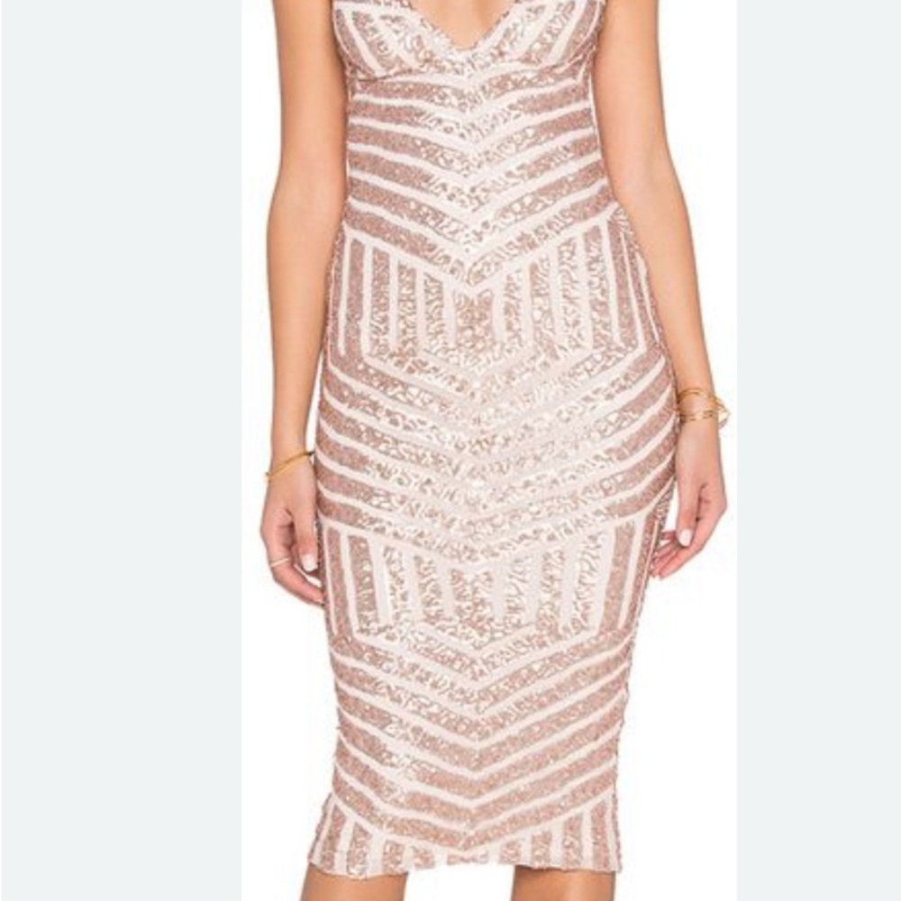 Nookie Rose Gold Sequin Backless Dress